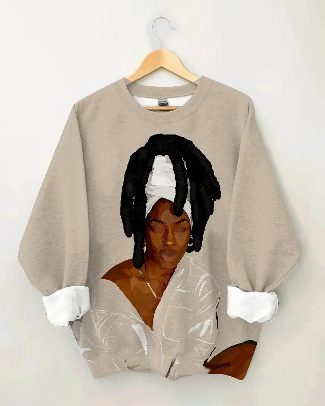 Curly Braids Hijab Women Long Sleeve Sweatshirt