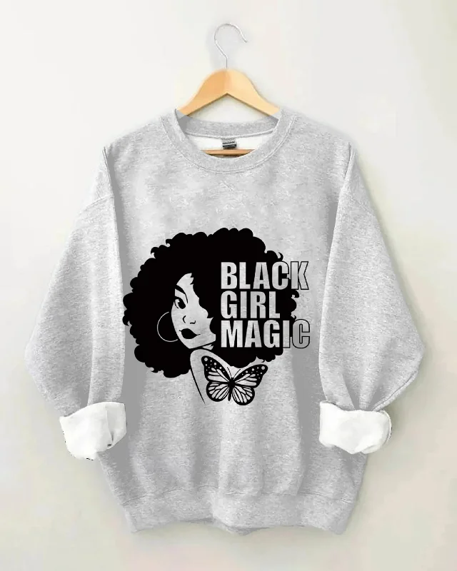 Butterfly Black Girl Magic Long Sleeve Sweatshirt