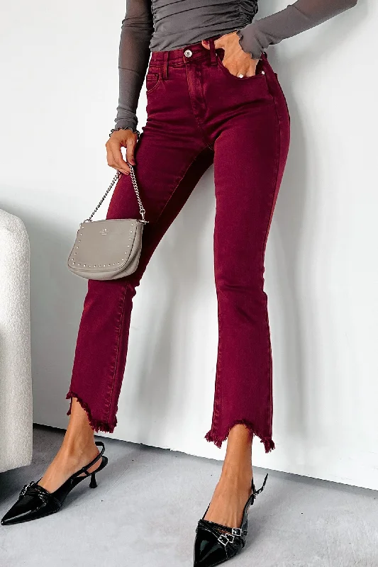 Tulsa Mid Rise Tummy Control Special A Kick Flare Jeans (Wine)