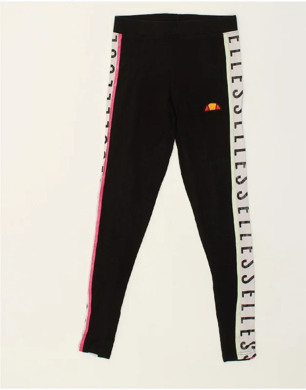 ELLESSE Womens Leggings UK 4 XS Black Cotton