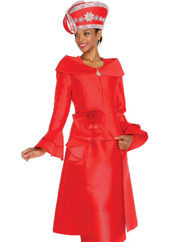 Champagne Italy Church Suit 6017-Red