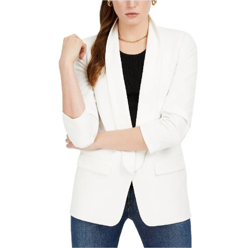 Bar III Women's Ruched-Sleeve Blazer White Size X-Small