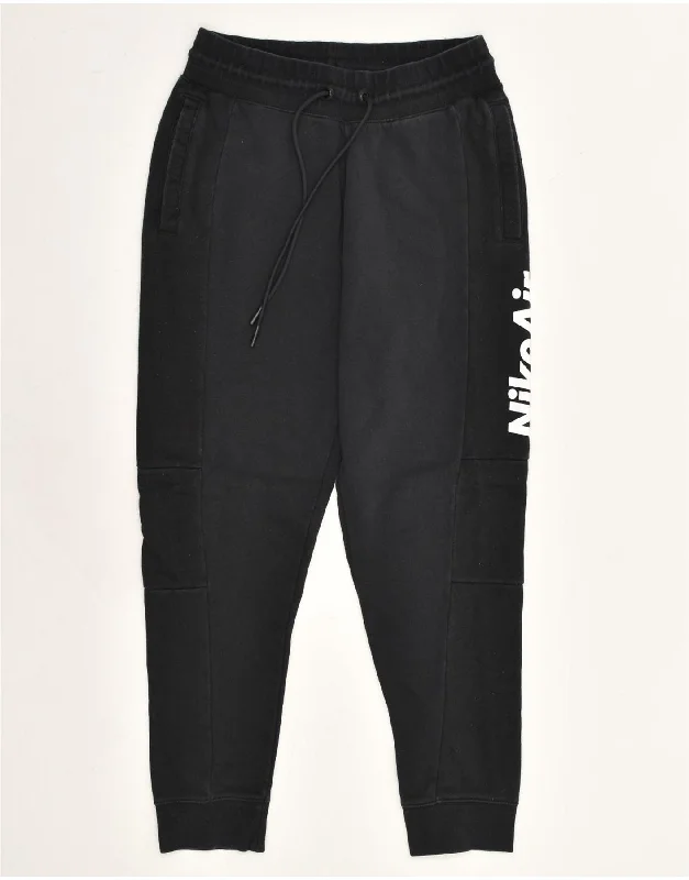 NIKE Womens Graphic Tracksuit Trousers Joggers UK 8 Small Black Cotton