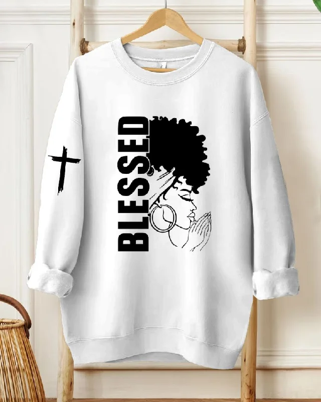 Blessed Praying Woman Long Sleeve Sweatshirt