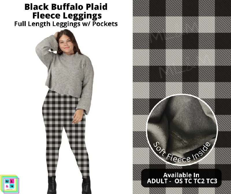 Black Buffalo Plaid Fleece Leggings