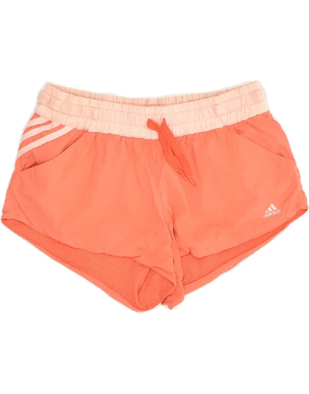 ADIDAS Womens Sport Shorts UK 8 Small Orange Polyamide