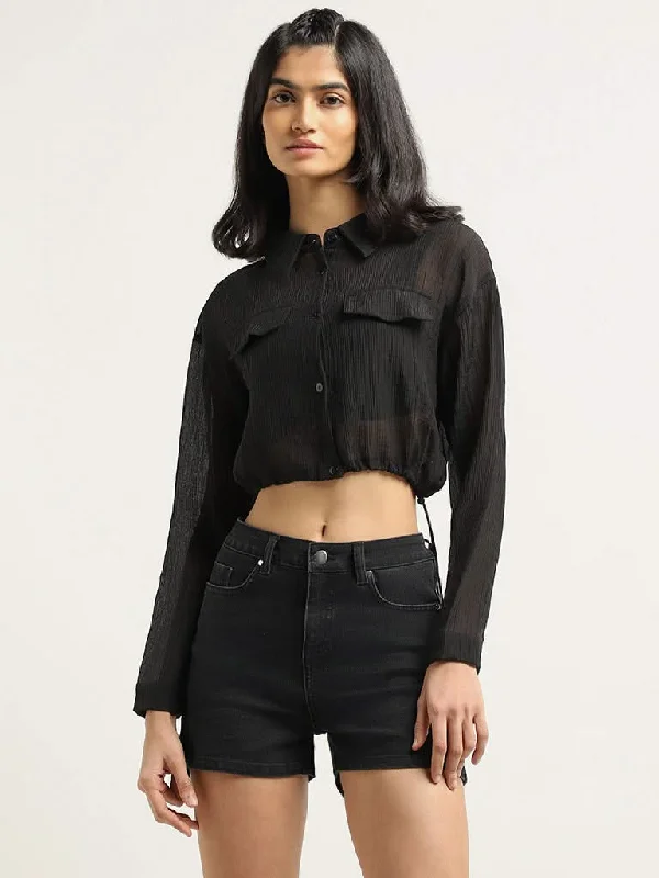 Nuon Black Crop Shirt