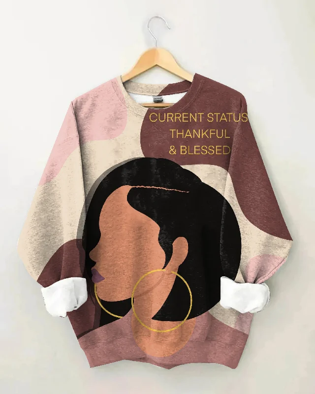 Short Hair Girl Thanful and Blessed Long Sleeve Sweatshirt