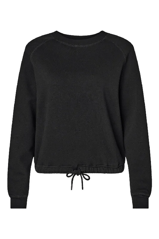 LAT Womens Relaxed Boxy Fleece Crewneck Sweatshirt - Black