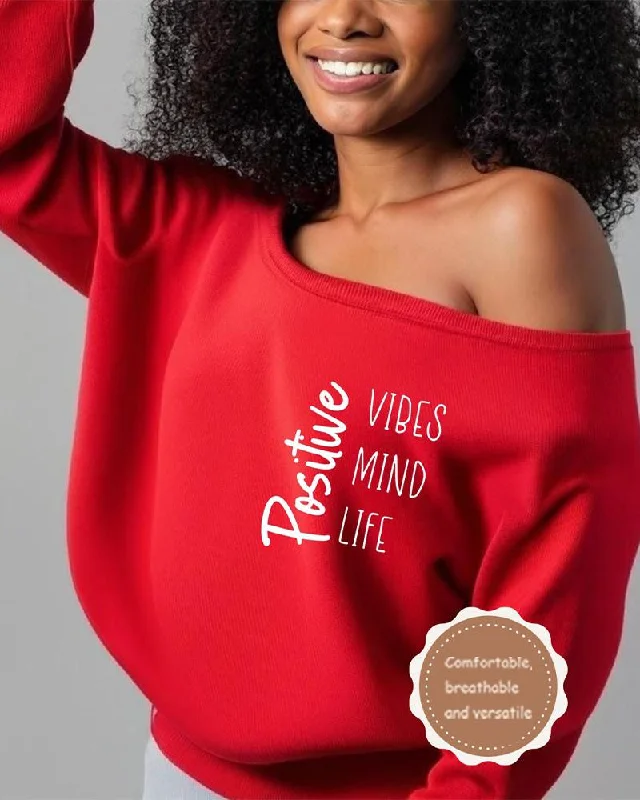 Letter Printing Long-Sleeved Off-Shoulder Sweatshirt