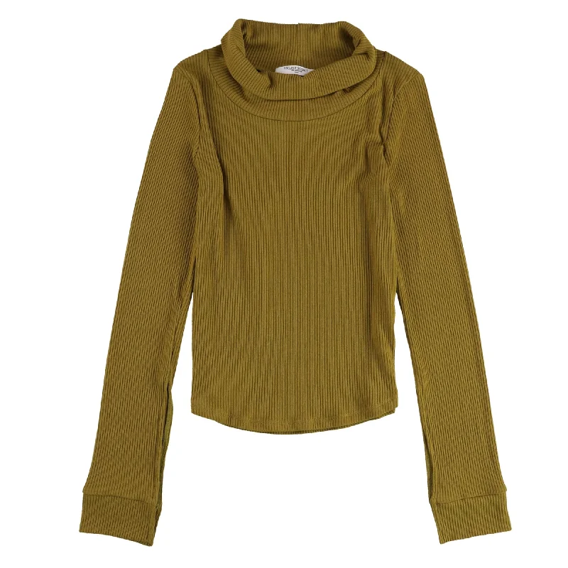 Project Social T Womens Ribbed Split Sleeve Pullover Sweater, Yellow, Small