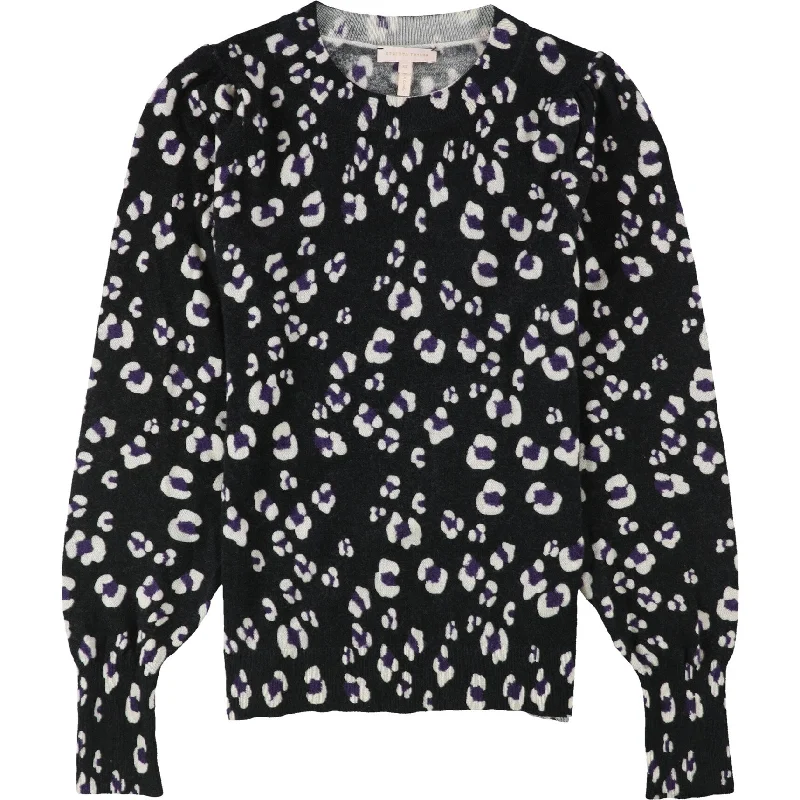 Rebecca Taylor Womens Cheetah Pullover Sweater, Black, X-Small