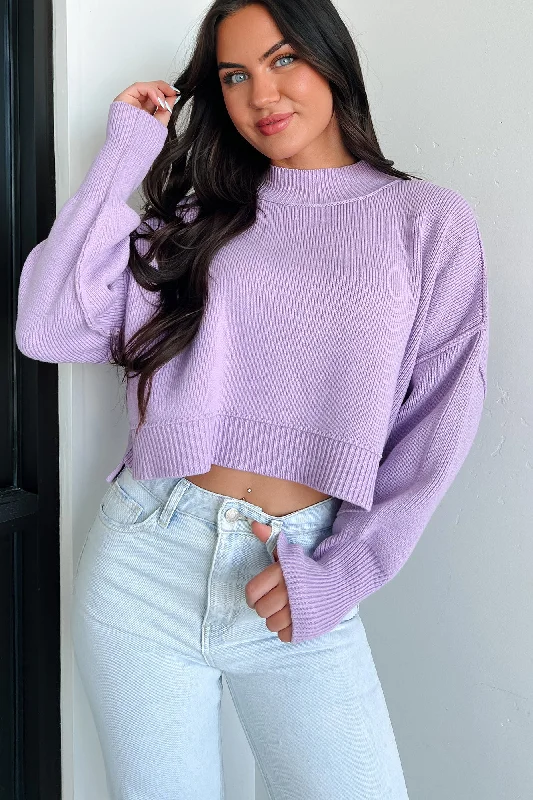 Cheerful Charm Oversized Zenana Crop Sweater (Lavender)