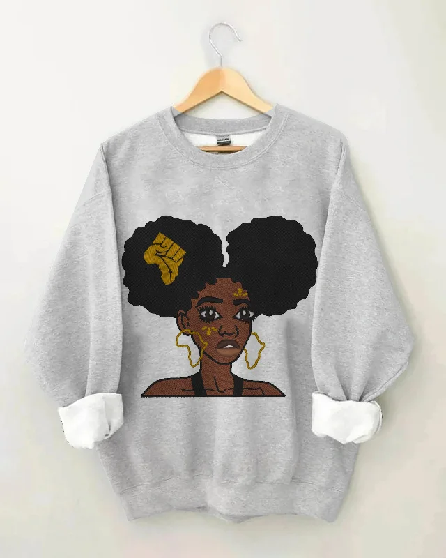 Cute Girl with Afro Long Sleeve Sweatshirt