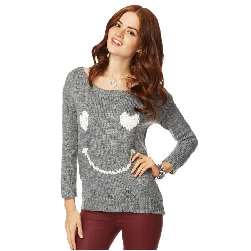 Aeropostale Womens Loose Heart Smile Knit Sweater