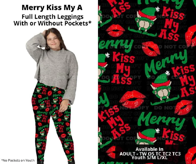 Merry Kiss My A Full Length Leggings w/ Pockets