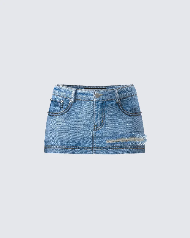 Loria Blue Denim Micro Mini Skirt