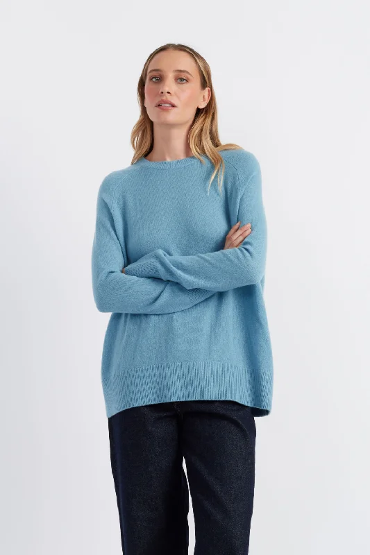 Sky-Blue Cloud Cashmere Slouchy Sweater