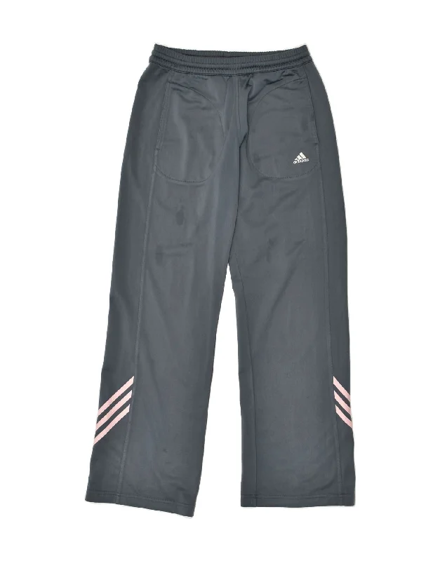 ADIDAS Womens Tracksuit Trousers UK 12 Medium Grey Polyester