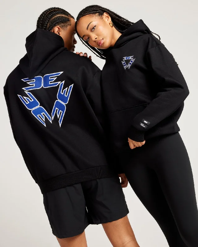 Tri Logo Hoodie - Black / Blue