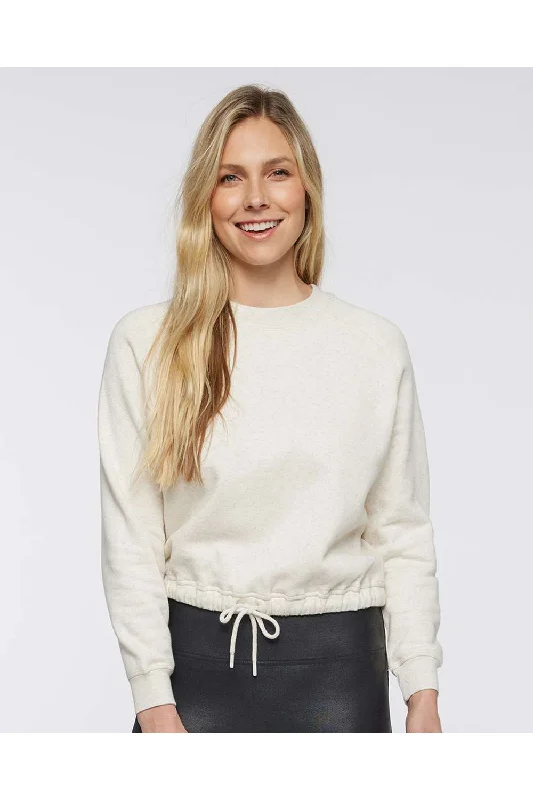 LAT Womens Relaxed Boxy Fleece Crewneck Sweatshirt - Heather Natural