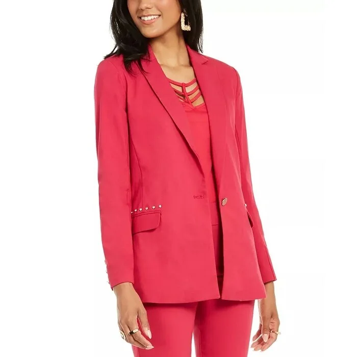 Thalia Sodi Women's Studded Pocket Blazer Medium Pink Size Large