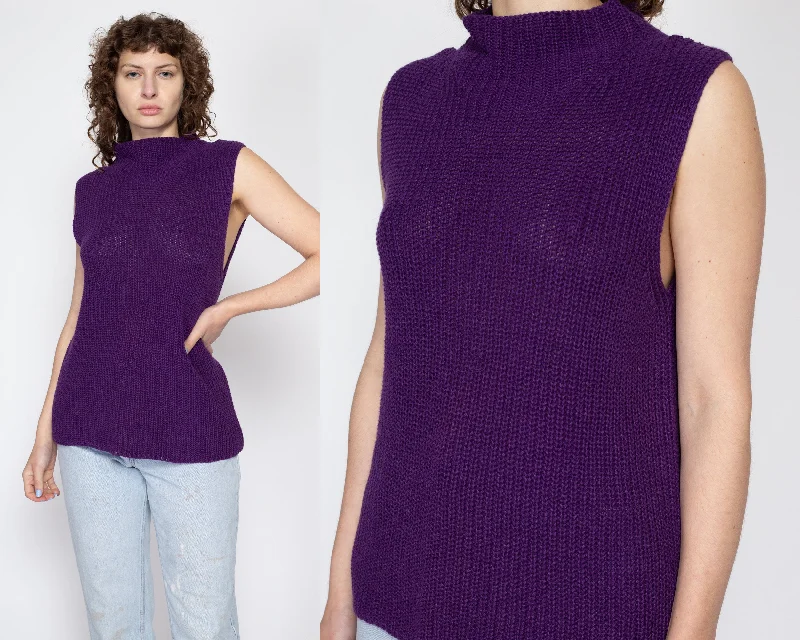 XL 80s Purple Knit Sleeveless Sweater