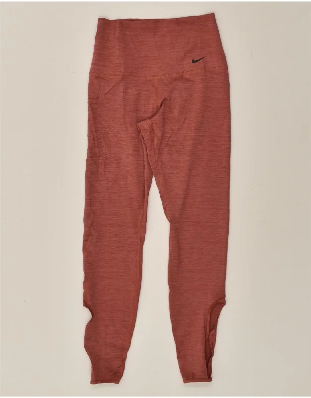 NIKE Womens Dri Fit Tracksuit Trousers Joggers UK 4 XS Brown Polyester