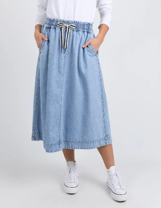 Elm Greta Denim Skirt Light Blue