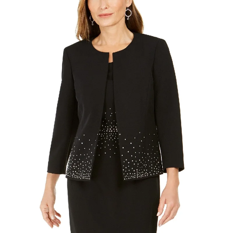 Kasper Women's Embellished Open-Front Blazer Black Size 16 P