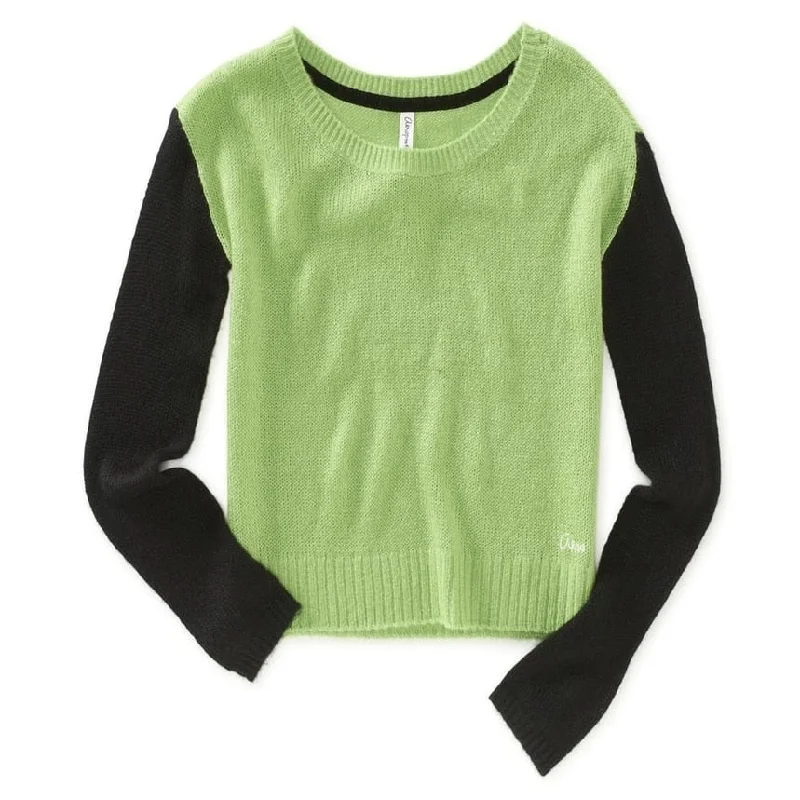 Aeropostale Womens Colorblocked Sleeve Crew Knit Sweater