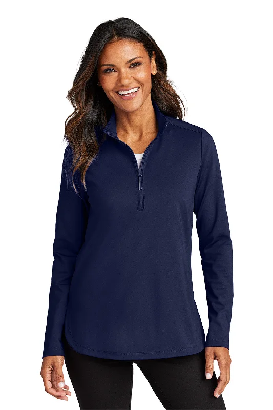 Port Authority Womens C-FREE Double Knit Moisture Wicking 1/4 Zip Sweatshirt - True Navy Blue - New