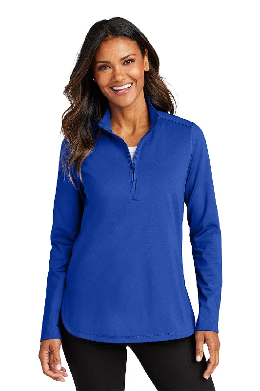 Port Authority Womens C-FREE Double Knit Moisture Wicking 1/4 Zip Sweatshirt - True Royal Blue - New