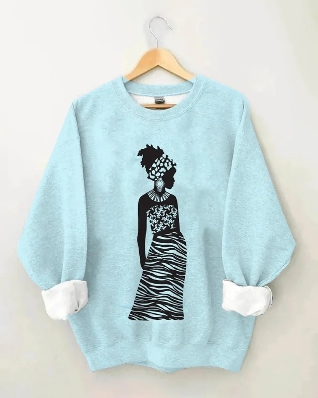 African Black Dress Girl Long Sleeve Sweatshirt