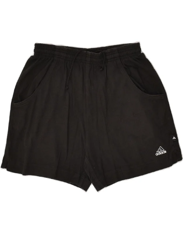 ADIDAS Womens Sport Shorts UK 12 Medium Black Cotton