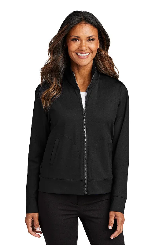 Port Authority Womens C-FREE Double Knit Moisture Wicking Full Zip Sweatshirt w/ Pockets - Deep Black - New