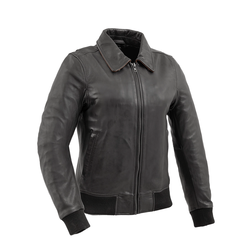 Nancy - Women's Moto Bomber Leather Jacket