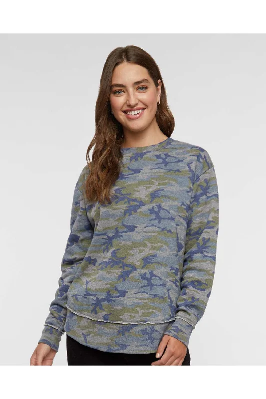 LAT Womens Weekend Fleece Crewneck Sweatshirt - Vintage Camo