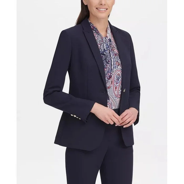 Tommy Hilfiger Women's One Button Blazer Dark Blue Size 12