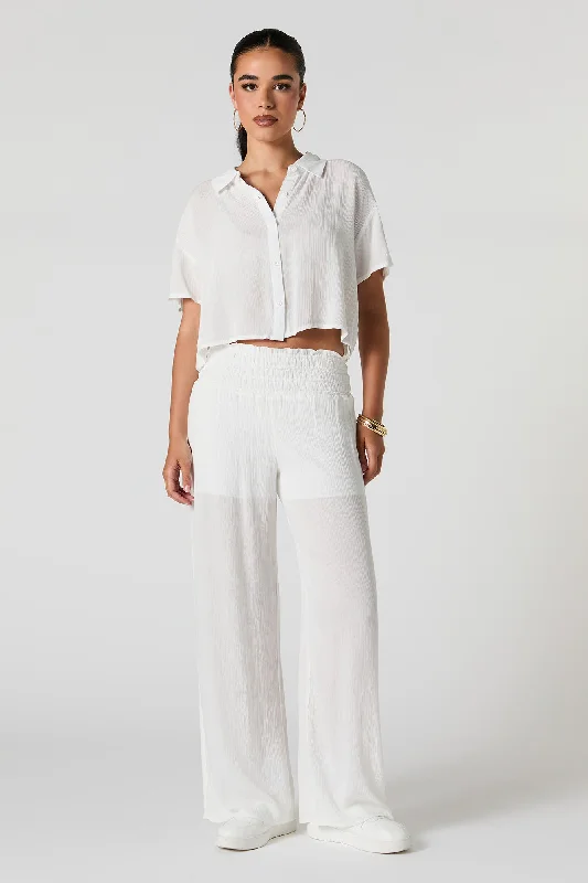 Textured Wide Leg Pant