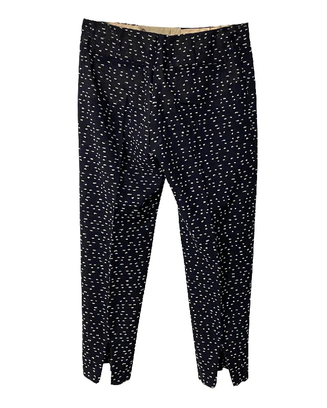 Chloé Pattern Trousers in Navy Blue Wool