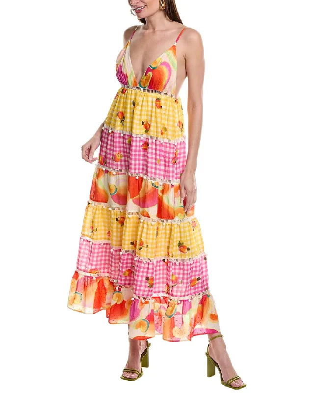 FARM Rio Mixed Picnic Cashew Maxi Dress