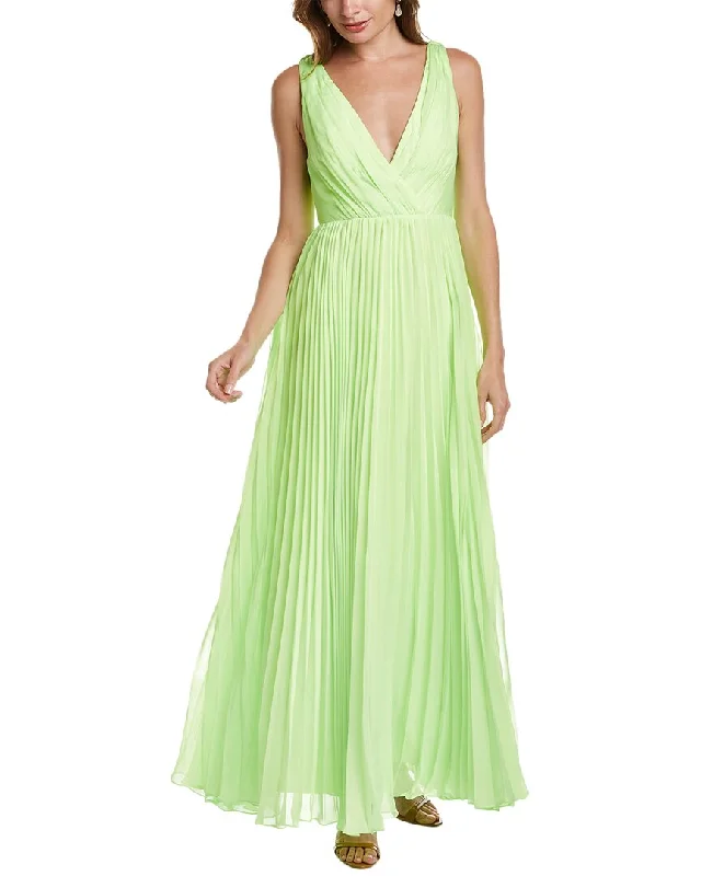 ML Monique Lhuillier Chiffon Maxi Dress