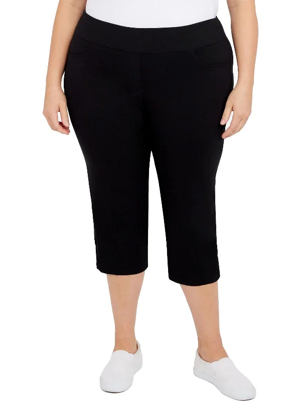 Plus Womens Pull On Stretch Capri Pants