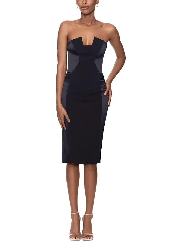 Womens Satin Trim Satin Sheath Dress